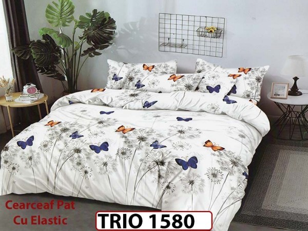 Lenjerie din finet 6 piese cearceaf cu elastic - TRIO1580 Lenjerie din finet 6 piese cearceaf cu elastic - TRIO1580
