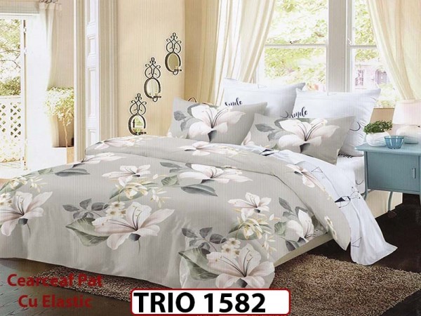 Lenjerie din finet 6 piese cearceaf cu elastic - TRIO1582 Lenjerie din finet 6 piese cearceaf cu elastic - TRIO1582