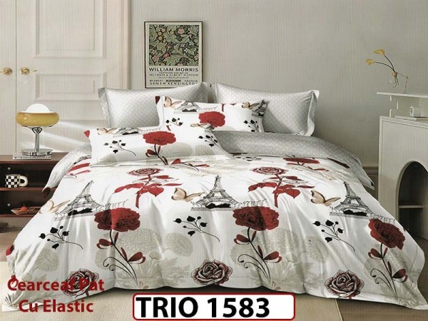 Lenjerie din finet 6 piese cearceaf cu elastic - TRIO1583 Lenjerie din finet 6 piese cearceaf cu elastic - TRIO1583