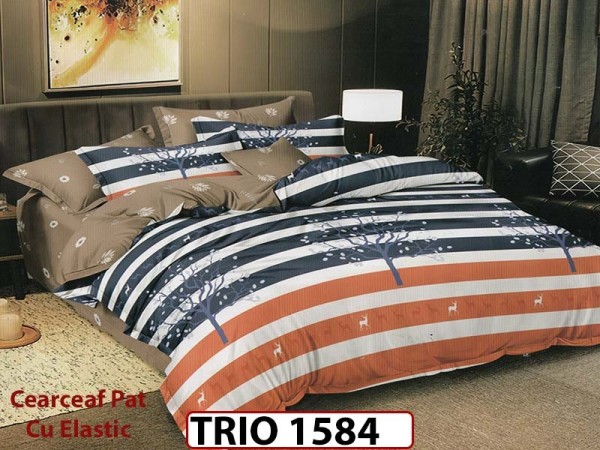 Lenjerie din finet 6 piese cearceaf cu elastic - TRIO1584 Lenjerie din finet 6 piese cearceaf cu elastic - TRIO1584