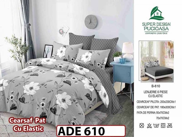 Lenjerie din finet 6 piese si cearceaf cu elastic - ADE 610 Lenjerie din finet 6 piese si cearceaf cu elastic - ADE 610
