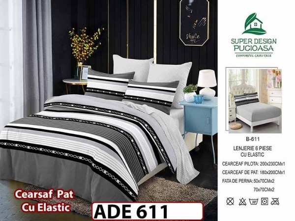 Lenjerie din finet 6 piese si cearceaf cu elastic - ADE 611 Lenjerie din finet 6 piese si cearceaf cu elastic - ADE 611