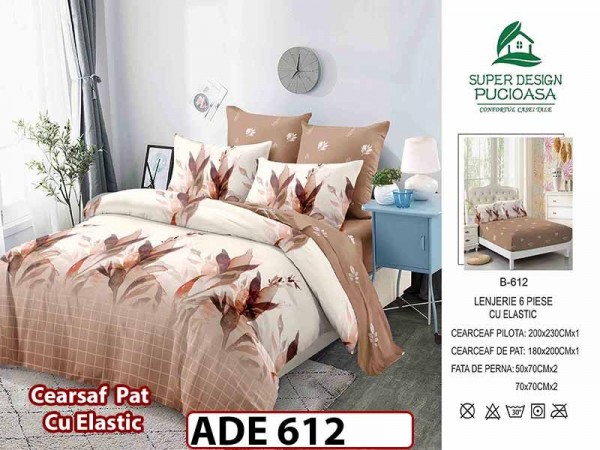 Lenjerie din finet 6 piese si cearceaf cu elastic - ADE 612 Lenjerie din finet 6 piese si cearceaf cu elastic - ADE 612