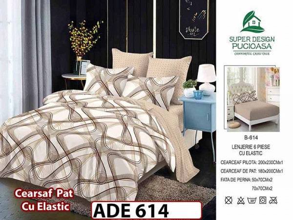 Lenjerie din finet 6 piese si cearceaf cu elastic - ADE 614 Lenjerie din finet 6 piese si cearceaf cu elastic - ADE 614