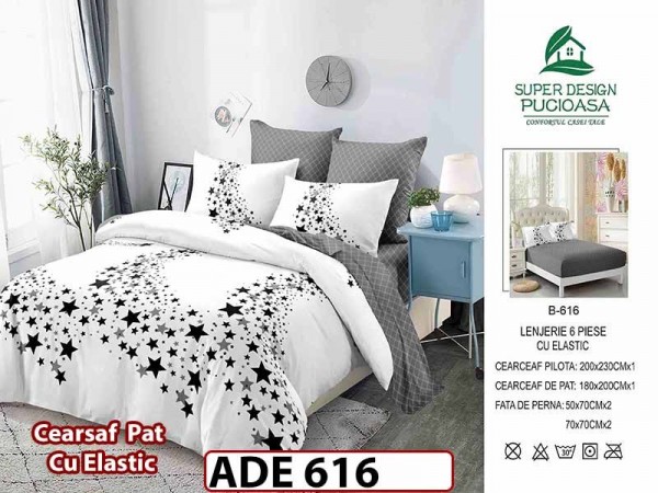 Lenjerie din finet 6 piese si cearceaf cu elastic - ADE 616 Lenjerie din finet 6 piese si cearceaf cu elastic - ADE 616