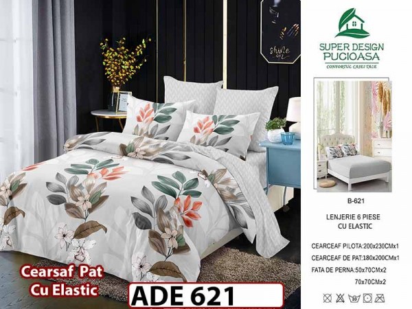Lenjerie din finet 6 piese si cearceaf cu elastic - ADE 621 Lenjerie din finet 6 piese si cearceaf cu elastic - ADE 621