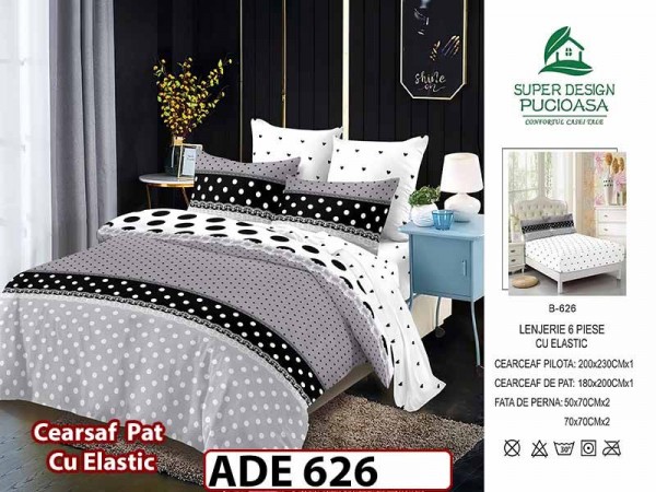 Lenjerie din finet 6 piese si cearceaf cu elastic - ADE 626 Lenjerie din finet 6 piese si cearceaf cu elastic - ADE 626