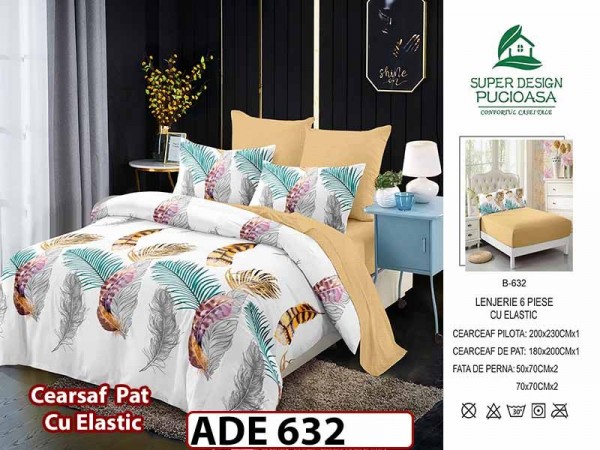 Lenjerie din finet 6 piese si cearceaf cu elastic - ADE 632 Lenjerie din finet 6 piese si cearceaf cu elastic - ADE 632