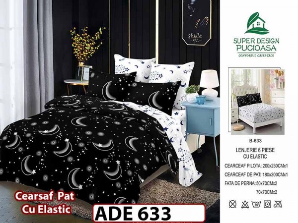 Lenjerie din finet  6 piese si cearceaf cu elastic - ADE 633