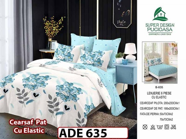 Lenjerie din finet 6 piese si cearceaf cu elastic - ADE 635 Lenjerie din finet 6 piese si cearceaf cu elastic - ADE 635