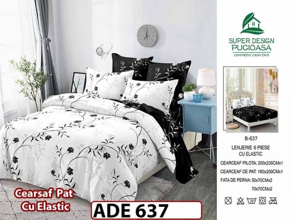 Lenjerie din finet 6 piese si cearceaf cu elastic - ADE 637 Lenjerie din finet 6 piese si cearceaf cu elastic - ADE 637