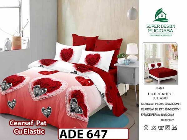Lenjerie din finet 6 piese si cearceaf cu elastic - ADE 647 Lenjerie din finet 6 piese si cearceaf cu elastic - ADE 647