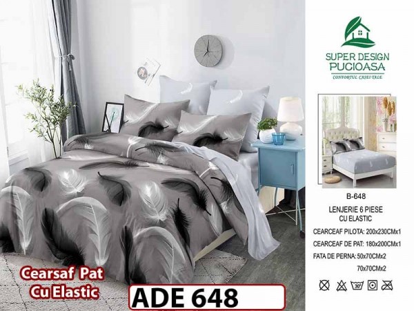 Lenjerie din finet 6 piese si cearceaf cu elastic - ADE 648 Lenjerie din finet 6 piese si cearceaf cu elastic - ADE 648