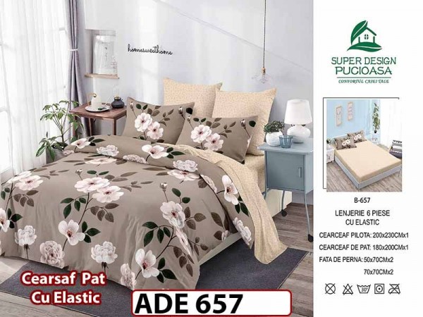 Lenjerie din finet 6 piese si cearceaf cu elastic - ADE 657 Lenjerie din finet 6 piese si cearceaf cu elastic - ADE 657