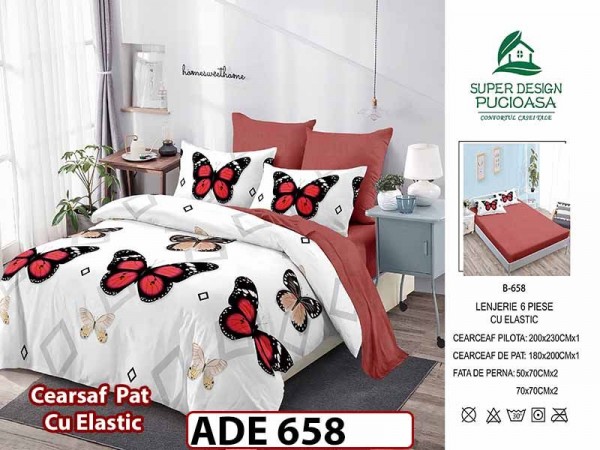 Lenjerie din finet 6 piese si cearceaf cu elastic - ADE 658 Lenjerie din finet 6 piese si cearceaf cu elastic - ADE 658
