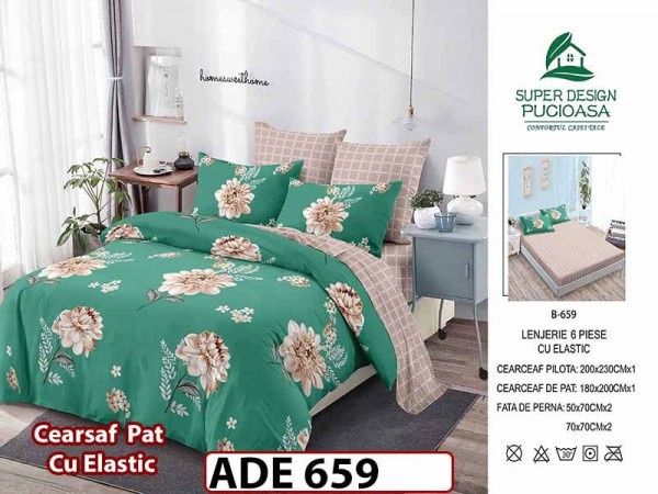 Lenjerie din finet 6 piese si cearceaf cu elastic - ADE 659 Lenjerie din finet 6 piese si cearceaf cu elastic - ADE 659