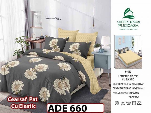 Lenjerie din finet 6 piese si cearceaf cu elastic - ADE 660 Lenjerie din finet 6 piese si cearceaf cu elastic - ADE 660