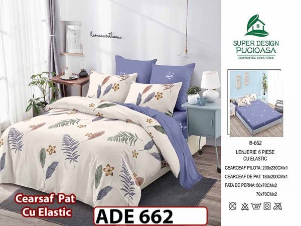 Lenjerie din finet 6 piese si cearceaf cu elastic - ADE 662 Lenjerie din finet 6 piese si cearceaf cu elastic - ADE 662