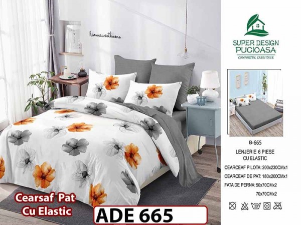 Lenjerie din finet 6 piese si cearceaf cu elastic - ADE 665 Lenjerie din finet 6 piese si cearceaf cu elastic - ADE 665