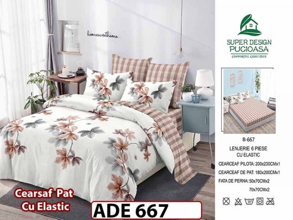 Lenjerie din finet 6 piese si cearceaf cu elastic - ADE 667 Lenjerie din finet 6 piese si cearceaf cu elastic - ADE 667