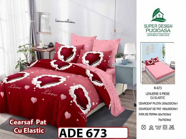 Lenjerie din finet 6 piese si cearceaf cu elastic - ADE 673 Lenjerie din finet 6 piese si cearceaf cu elastic - ADE 673