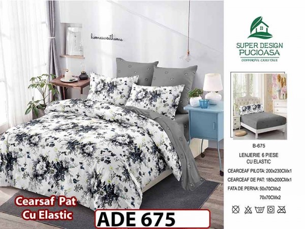 Lenjerie din finet 6 piese si cearceaf cu elastic - ADE 675 Lenjerie din finet 6 piese si cearceaf cu elastic - ADE 675
