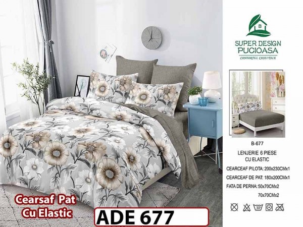 Lenjerie din finet 6 piese si cearceaf cu elastic - ADE 677 Lenjerie din finet 6 piese si cearceaf cu elastic - ADE 677
