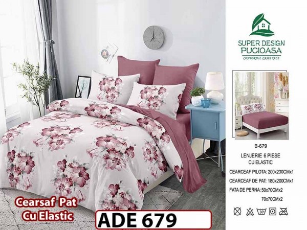 Lenjerie din finet 6 piese si cearceaf cu elastic - ADE 679 Lenjerie din finet 6 piese si cearceaf cu elastic - ADE 679