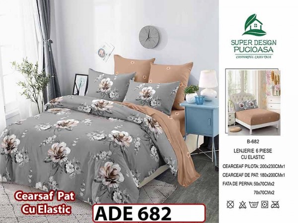 Lenjerie din finet 6 piese si cearceaf cu elastic - ADE 682 Lenjerie din finet 6 piese si cearceaf cu elastic - ADE 682