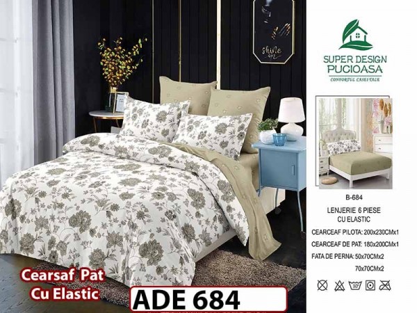 Lenjerie din finet 6 piese si cearceaf cu elastic - ADE 684 Lenjerie din finet 6 piese si cearceaf cu elastic - ADE 684