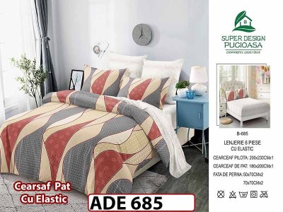 Lenjerie din finet  6 piese si cearceaf cu elastic - ADE 685 Lenjerie din finet  6 piese si cearceaf cu elastic - ADE 685