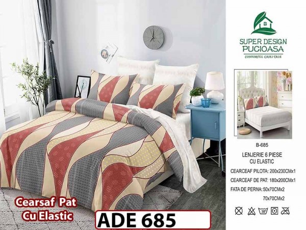 Lenjerie din finet 6 piese si cearceaf cu elastic - ADE 685 Lenjerie din finet 6 piese si cearceaf cu elastic - ADE 685