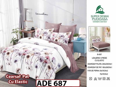 Lenjerie din finet  6 piese si cearceaf cu elastic - ADE 687 Lenjerie din finet  6 piese si cearceaf cu elastic - ADE 687