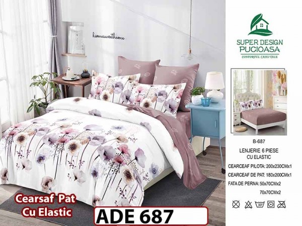 Lenjerie din finet 6 piese si cearceaf cu elastic - ADE 687 Lenjerie din finet 6 piese si cearceaf cu elastic - ADE 687