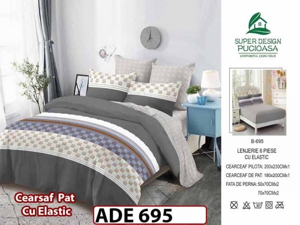 Lenjerie din finet  6 piese si cearceaf cu elastic - ADE 695