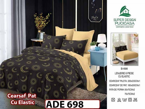 Lenjerie din finet  6 piese si cearceaf cu elastic - ADE 698