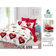 Lenjerie din finet  6 piese si cearceaf cu elastic - ADE 699