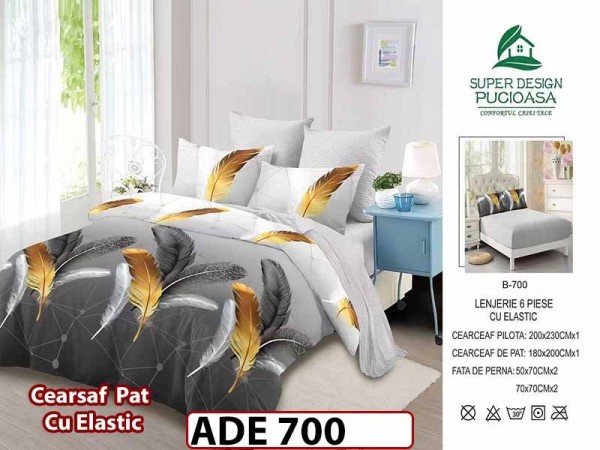 Lenjerie din finet 6 piese si cearceaf cu elastic - ADE 700 Lenjerie din finet 6 piese si cearceaf cu elastic - ADE 700