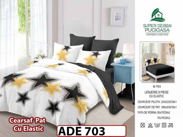 Lenjerie din finet 6 piese si cearceaf cu elastic - ADE 703 Lenjerie din finet 6 piese si cearceaf cu elastic - ADE 703