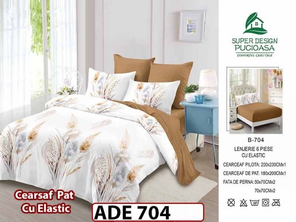 Lenjerie din finet 6 piese si cearceaf cu elastic - ADE 704 Lenjerie din finet 6 piese si cearceaf cu elastic - ADE 704