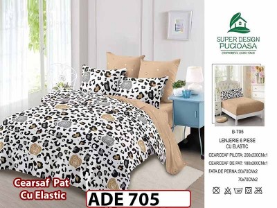Lenjerie din finet  6 piese si cearceaf cu elastic - ADE 705 Lenjerie din finet  6 piese si cearceaf cu elastic - ADE 705