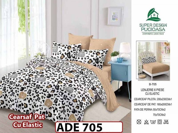 Lenjerie din finet 6 piese si cearceaf cu elastic - ADE 705 Lenjerie din finet 6 piese si cearceaf cu elastic - ADE 705