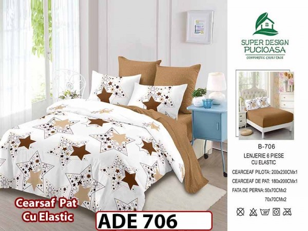 Lenjerie din finet 6 piese si cearceaf cu elastic - ADE 706 Lenjerie din finet 6 piese si cearceaf cu elastic - ADE 706