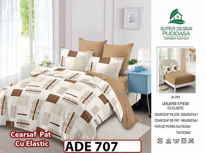 Lenjerie din finet  6 piese si cearceaf cu elastic - ADE 707 Lenjerie din finet  6 piese si cearceaf cu elastic - ADE 707