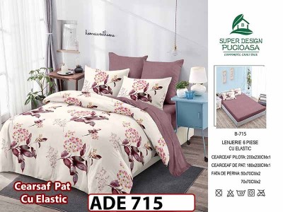 Lenjerie din finet  6 piese si cearceaf cu elastic - ADE 715 Lenjerie din finet  6 piese si cearceaf cu elastic - ADE 715