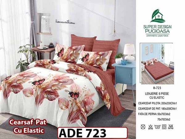 Lenjerie din finet 6 piese si cearceaf cu elastic - ADE 723 Lenjerie din finet 6 piese si cearceaf cu elastic - ADE 723