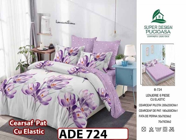 Lenjerie din finet 6 piese si cearceaf cu elastic - ADE 724 Lenjerie din finet 6 piese si cearceaf cu elastic - ADE 724