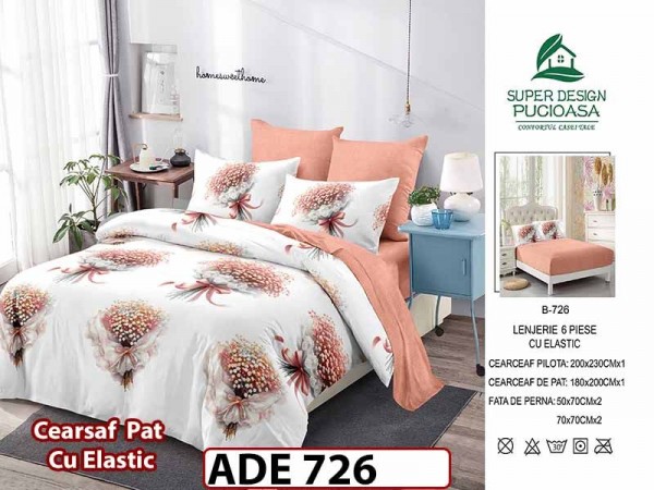 Lenjerie din finet 6 piese si cearceaf cu elastic - ADE 726 Lenjerie din finet 6 piese si cearceaf cu elastic - ADE 726