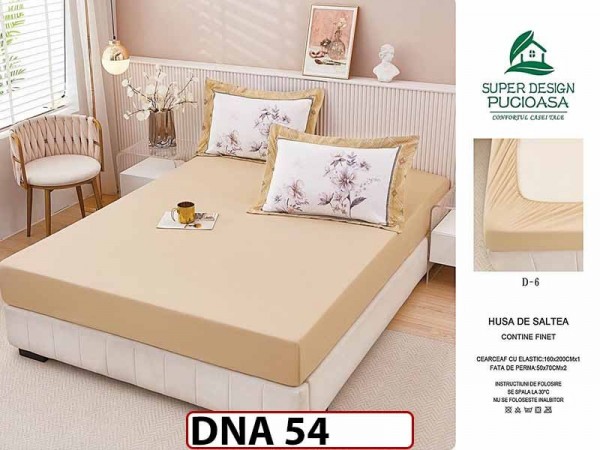 Husa de Pat din Finet + 2 Fete de Perne - Saltea 160x200 - Pat 2 Persoane - DNA54 Husa de Pat din Finet + 2 Fete de Perne - Saltea 160x200 - Pat 2 Persoane - DNA54