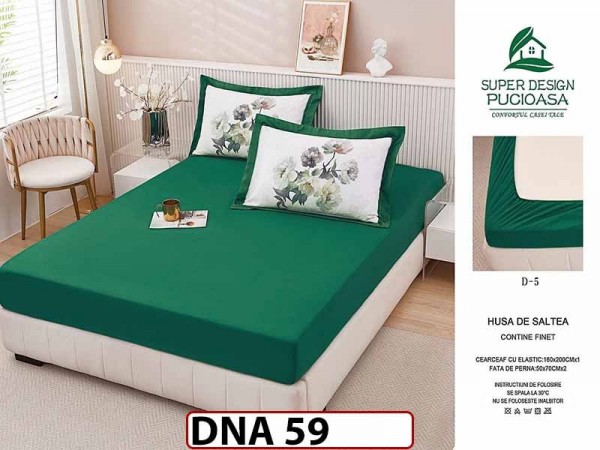 Husa de Pat din Finet + 2 Fete de Perne - Saltea 160x200 - Pat 2 Persoane - DNA59 Husa de Pat din Finet + 2 Fete de Perne - Saltea 160x200 - Pat 2 Persoane - DNA59